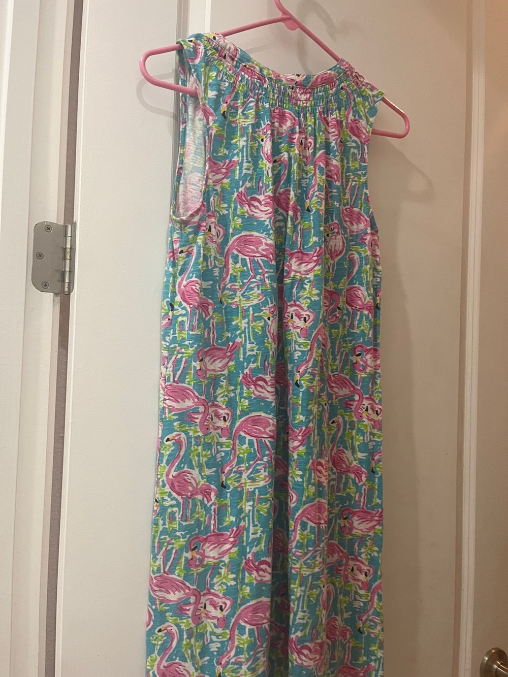 Caribbean Joe Flamingo Tropical Shift Dress Medium | Pink Blue Sleeveless Beach - Picture 6 of 16
